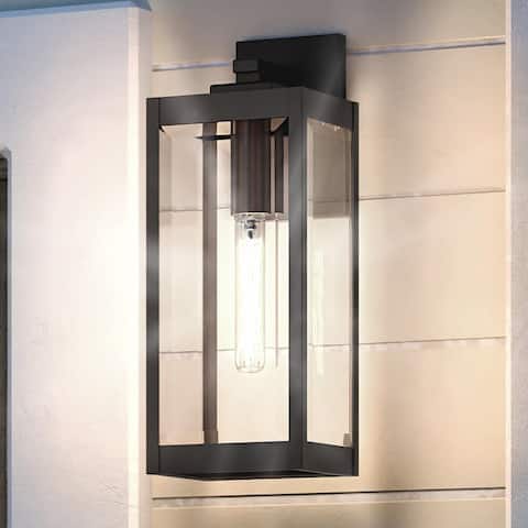 Luxury Modern Farmhouse Outdoor Wall Light, 14.25"H x 5"W, with Industrial Style, Estate Bronze, by Urban Ambiance