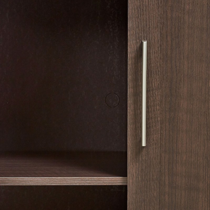 Bedroom Wardrobe Cabinet Storage Closet Organizer in Dark Brown Oak Finish - 23.3"W x 17"D x 71.2"H