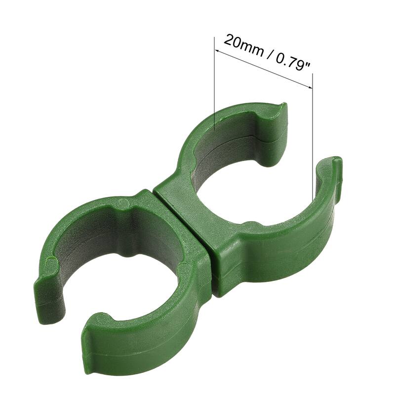 PP Plastic Gardening Universal Clip for 20mm Dia Plant Stakes 12pcs - Green