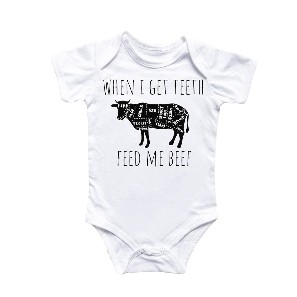 Beef Cow Bbq - Baby Boy Girl Clothes Infant Bodysuit Funny Cute Newborn