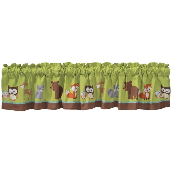 slide 2 of 2, Bedtime Originals Friendly Forest Green/Brown Woodland Animal Window Valance