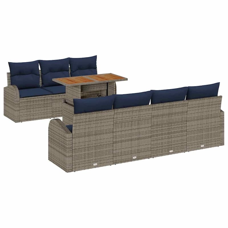 vidaXL 8 Piece Garden Sofa Set with Cushions - 92.1×24.4×27.2