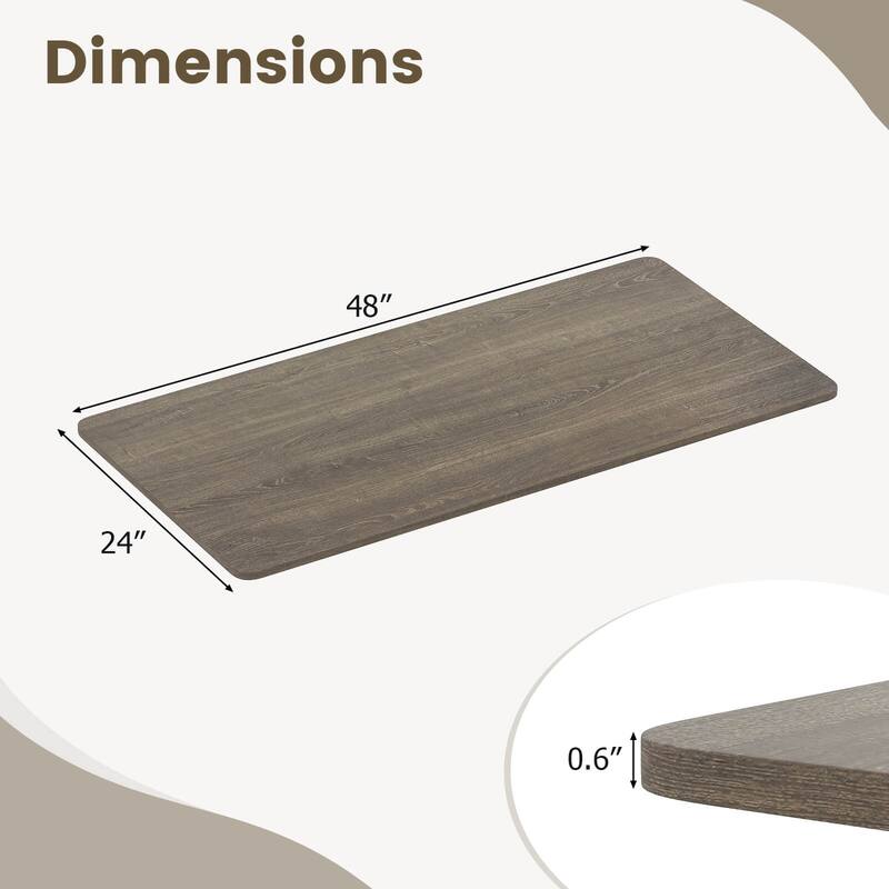 Costway 48” x 24” Whole Piece Table Top with Safe Rounded Corners for