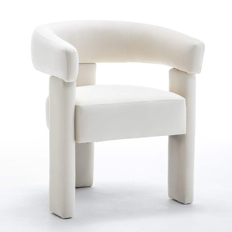 SEYNAR Modern Velvet Accent Chair, Upholstered Barrel Armchair with Curved Back and Thickened Padded Seat