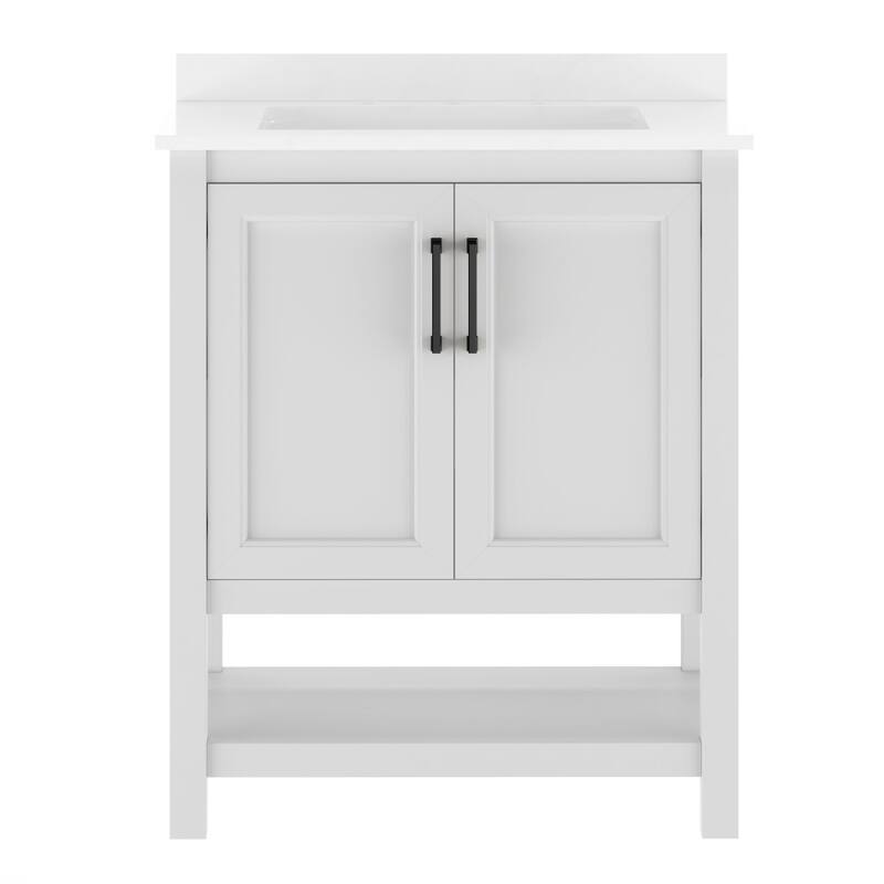 Bathroom Vanity with Undermount Sink and Open Storage Shelf