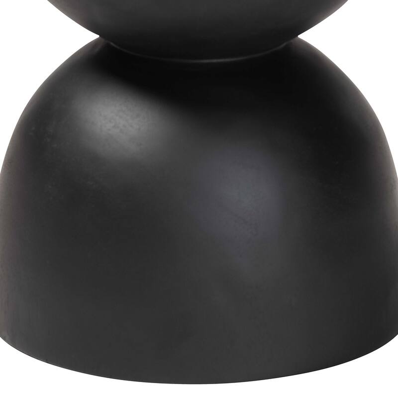Nomiki Solid Suar Wood Side Table - Hand-Carved Sculptural End Table with Hourglass Design, Modern Boho Style