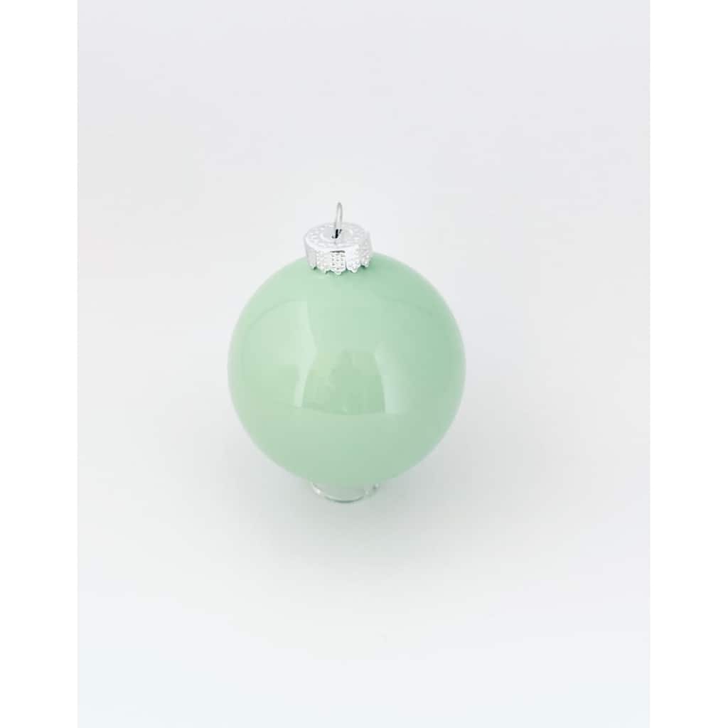 Pearl Finish Glass Christmas Ball Ornaments - 2.75" (70mm) - Bleached Aqua - 12ct