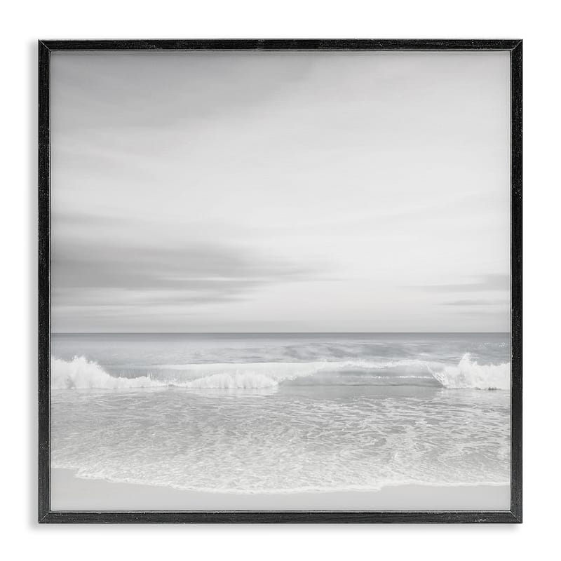 Stupell Soft Peaceful Beach Waves Framed Giclee Art Design By Maggie Olsen - 17 x 17 - Black