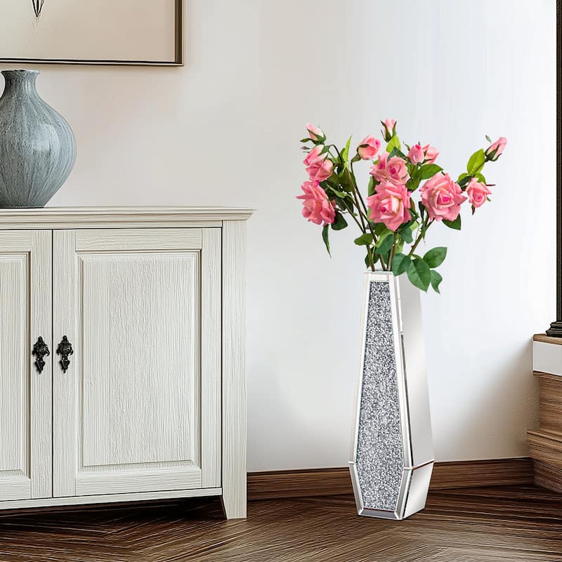 Tall Sparkling Crushed Diamond Floor Vase