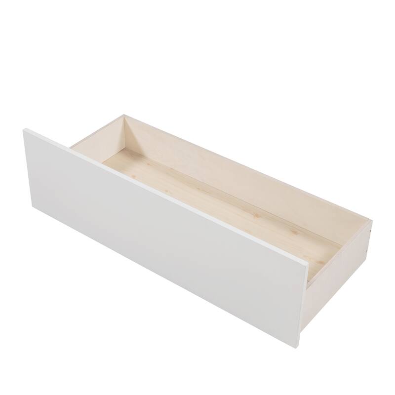 Twin Size Wood House Bed with Two Drawers, White