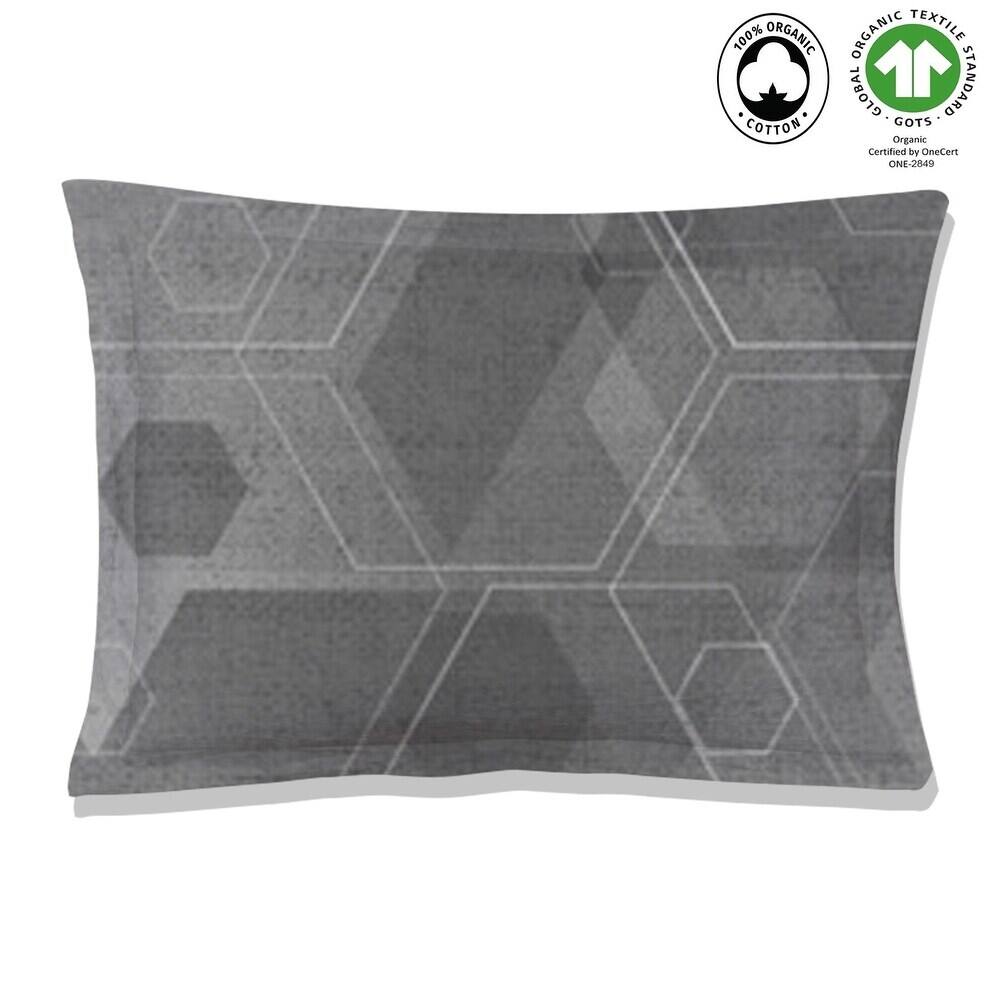 A1HC Reversible Print Organic Cotton Pillowcase, GOTS Certified, Wrinkle Resistant, Long Staple Cotton, 21" x 30" (Set Of 2)