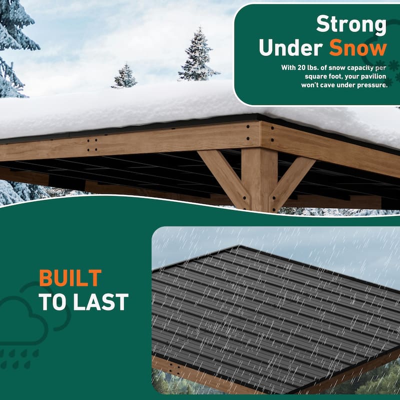 Supreme Cedar Wood Gazebo 12' x 16' with Hardtop Slope Roof, Wooden Grill Gazebo with Durable and Rot-Resistant