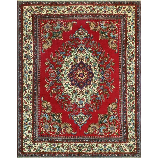 Fine Vintage Distressed Georgian Red/Ivory Rug - 9'11