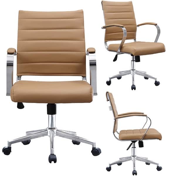 Modern Office Chair, Executive Mid-Back Conference Room Chair in PU Leather  with Wheels and Arms - On Sale - Bed Bath & Beyond - 18019934