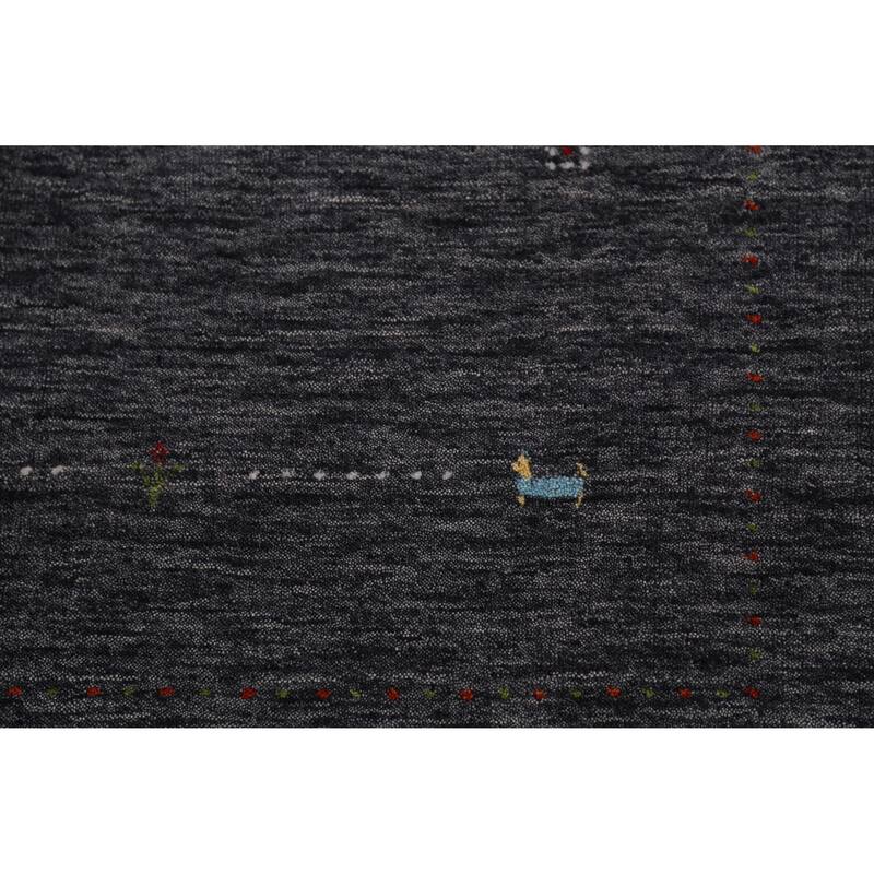 Gabbeh Indian Area Rug Hand-Knotted Grey Wool Carpet - 5'0" x 7'10"
