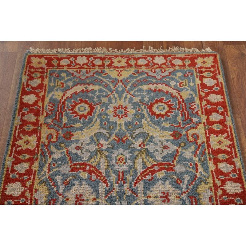All-Over Blue Heriz Oriental Runner Rug Hand-knotted Wool Carpet - 2'6"x 11'9"