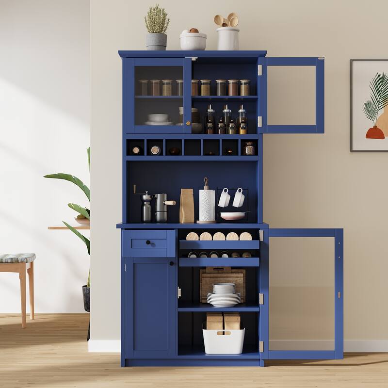 Farmhouse 35.4x17.7x74.8inch Freestanding Buffet with Hutch