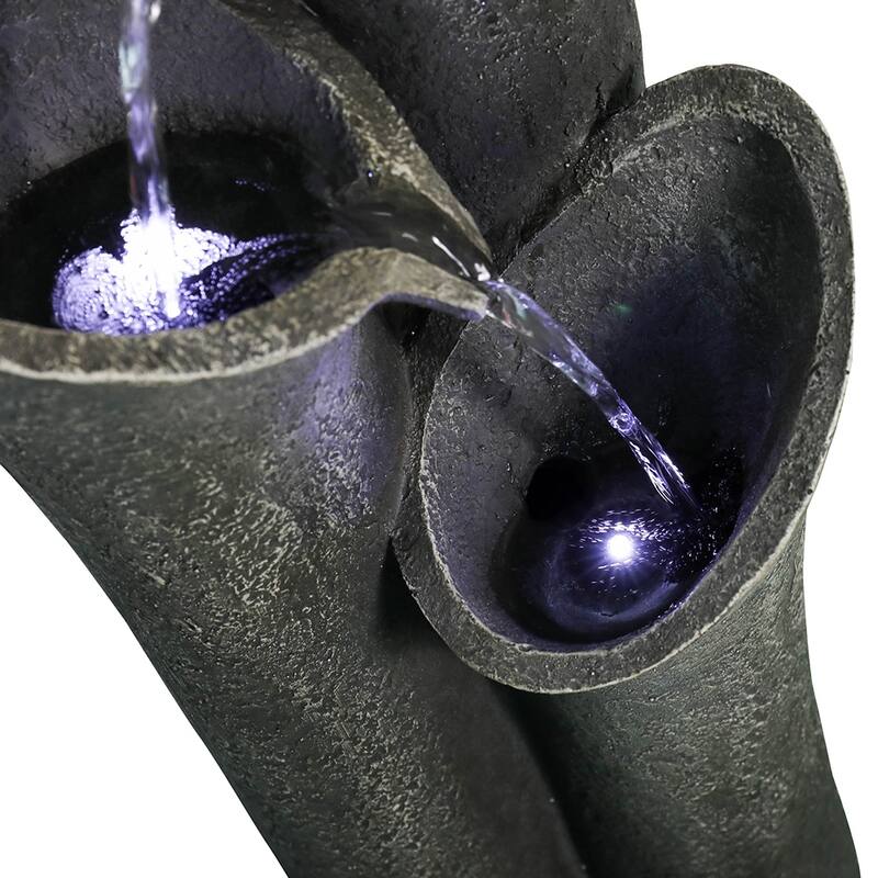 33.5"H Portable Waterfall Fountains w/LED - Indoor/Outdoor Meditation Decor