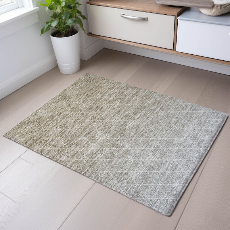 Premium Washable Super Soft Ombre Diamonds Mayfield Rug - Taupe - 1'8" x 2'6"