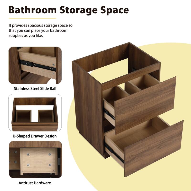 GDFStudio - Geneva Modern Wall-Mounted Bathroom Vanity Set with 2 Soft Close Drawers, Sink NOT INCLUDED