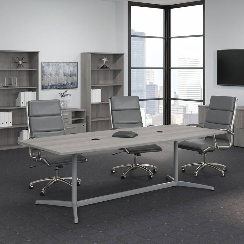96W x 42D Conference Table with Metal Base by Bush Business Furniture - Platinum Gray