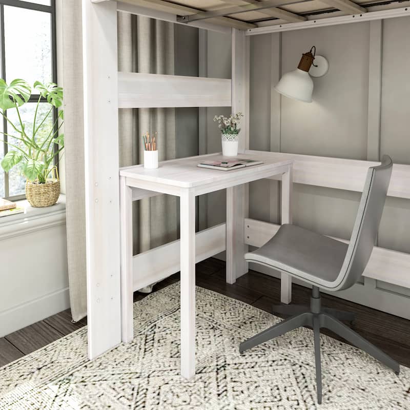 Max and Lily Farmhouse Twin-Size High Loft Bed with Desk