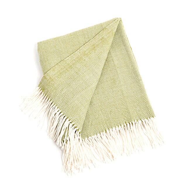 Saro Acrylic Herringbone Throw - Grass
