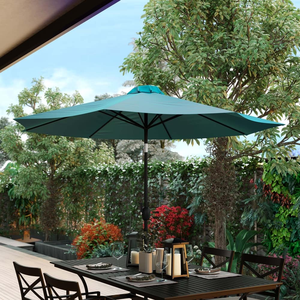 9 FT Round Umbrella - 1.5" Diameter Aluminum Pole - Crank and Tilt Function