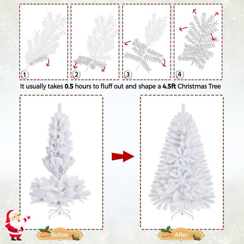 Yaheetech 4.5ft/6ft/7.5ft Pre-Lit Fir Artificial Christmas Tree with 150 Incandescent Warm Lights & 324 Tips