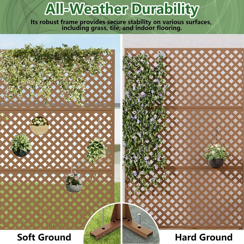 Outdoor Rectangle Privacy Screens Metal Screen Fence Panel Set of 2