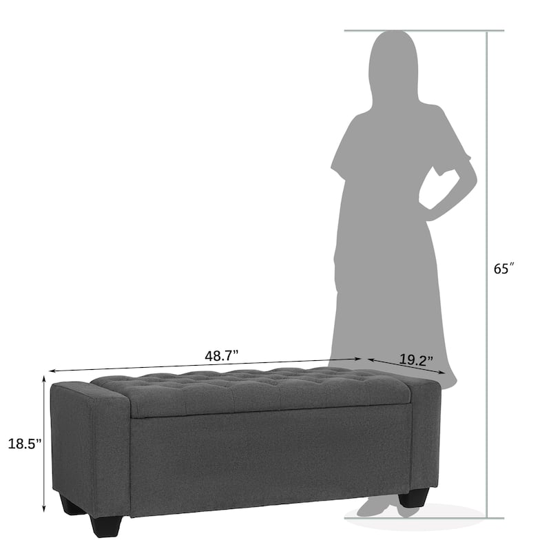 Adeco Rectangle Storage Ottoman Bench for Living Room, Bedroom