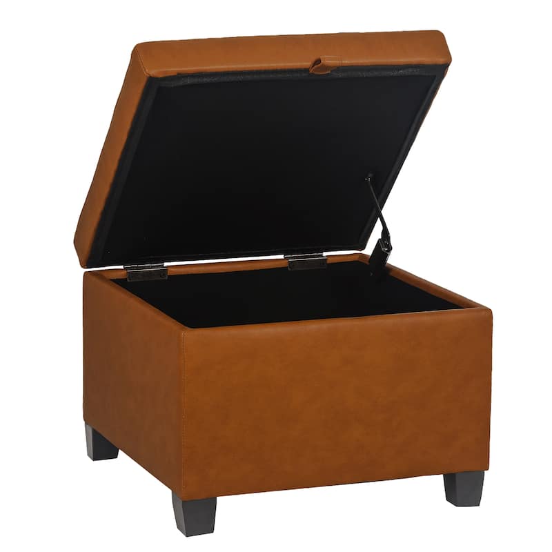 Adeco Faux Leather Tufted Flip Top Storage Ottoman