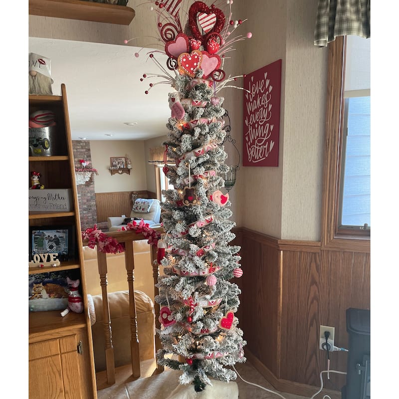 6' Flocked North River Pine Pencil Artificial Christmas Tree, Unlit - 6 Foot