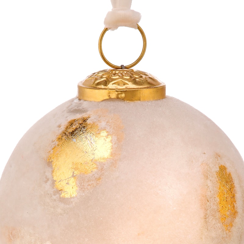 4" Glass Ball Ornament With Velvet Overlay Set of 4