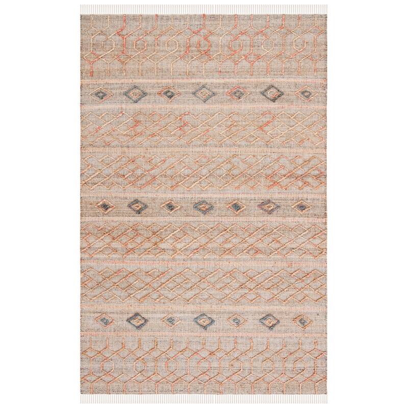 SAFAVIEH Handmade Natural Fiber Arly Boho Jute Fringe Rug - 6' Square - Natural/Rust