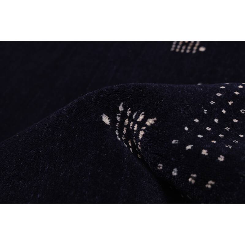 ECARPETGALLERY Hand Loomed Kashkuli Gabbeh Navy Wool Rug - 8'1 x 9'7