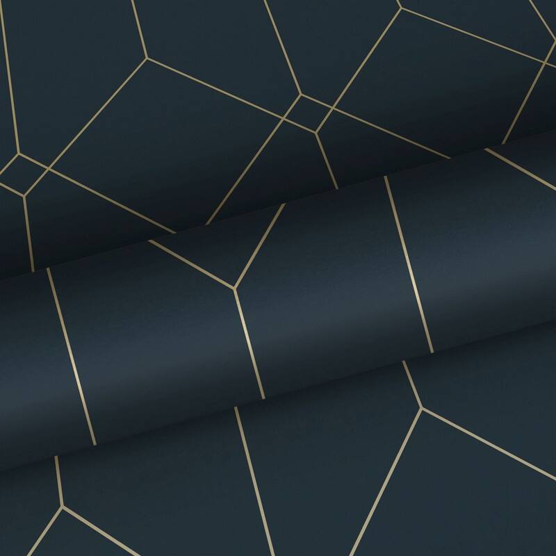 ESTA Home Trilliant Dark Blue Art Deco Motif Wallpaper