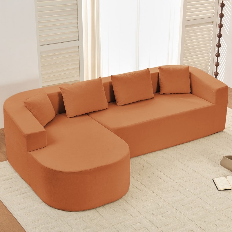 Mixoy 98 inch Chenille L Shape Sectional Sofa with Curved Chaise,Modern Cloud 3 Seater Sofa Couch