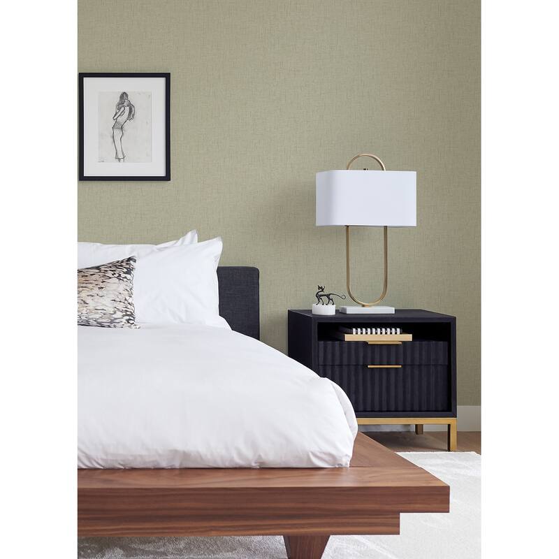 A-Street Prints Bentley Beige Faux Linen Wallpaper