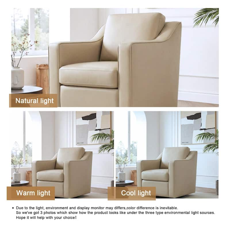 Chenille/Leather Swivel Barrel Chair(Set of 2) Modern Club Chair by UIXE