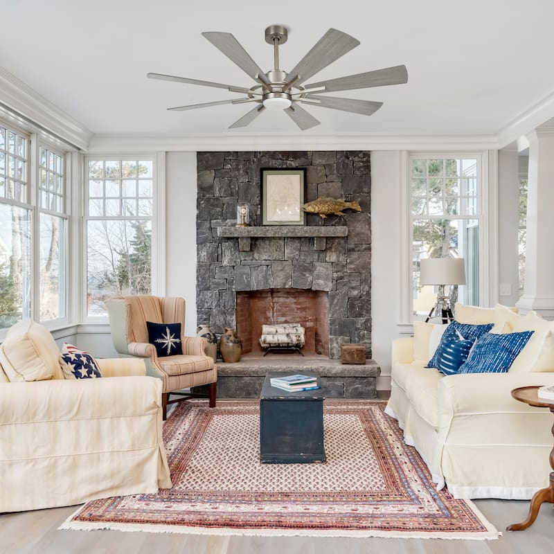 60" Farmhouse 8-Blade Large Windmill Ceiling Fan with Light and Remote