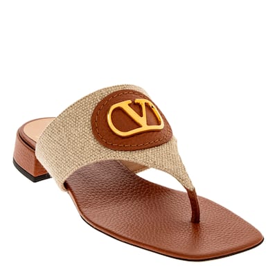 Valentino Vlogo Canvas Leather Slides