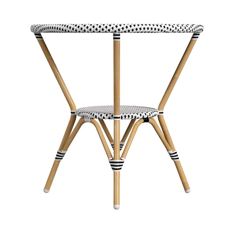 Tobias Outdoor Rattan and Metal Round Bistro Table