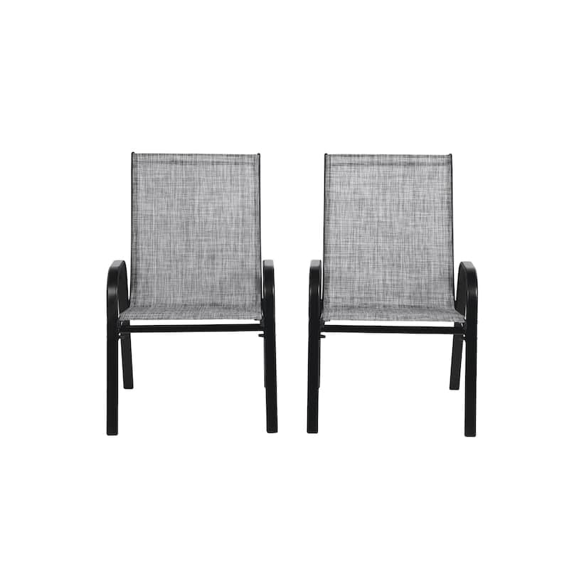 Outdoor Camping Chairs with Breathable Textilene Fabric Set of 2