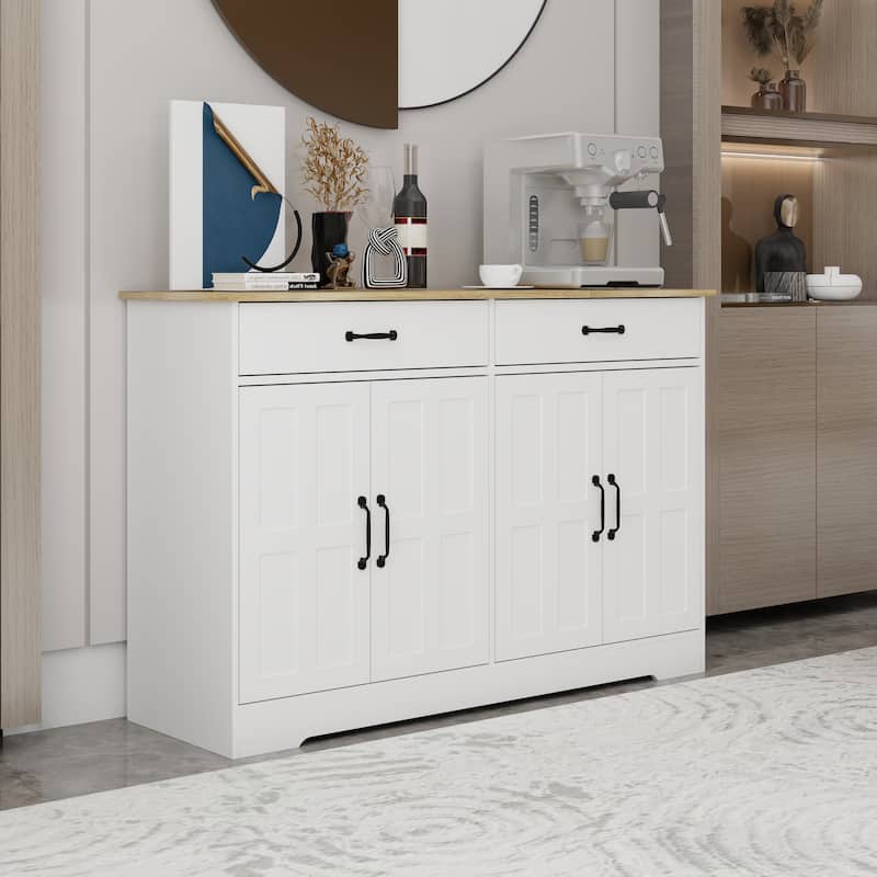 47.95" Farmhouse 4 Doors Storage Sideboard Buffet with 2 Drawers