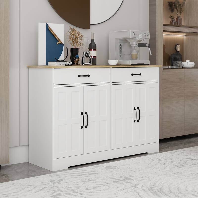 Simple Storage Cabinet Buffet Server Cabinet Pantry Cabinet - White