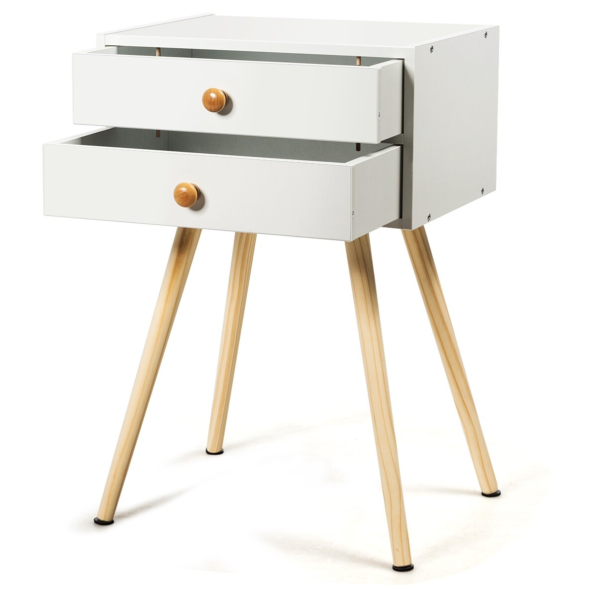 Shop Costway 2pc 2 Drawer Nightstand White Side Table End Table Overstock 31102429