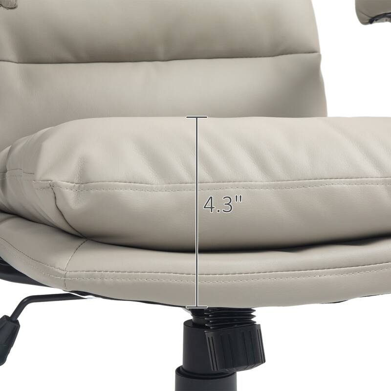 HOMCOM PU Leather Office Chair, Office Desk Chair, Task Computer Chair with Swivel Wheels, Adjustable Height, Double-tier Padded