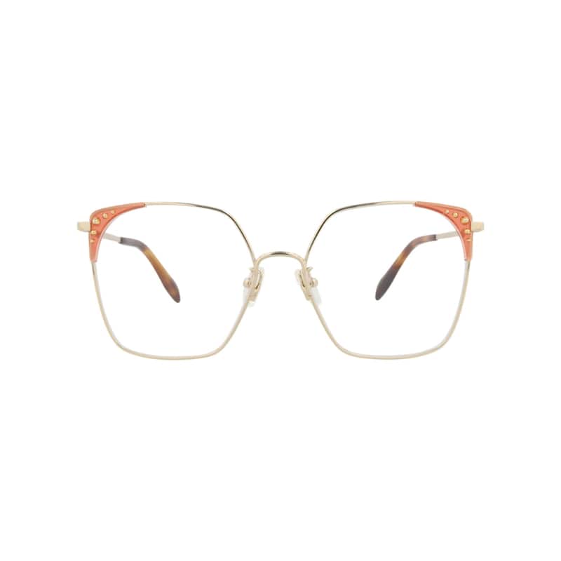 Alexander McQueen Square-Frame Metal Optical Frames - Gold Gold Transparent - Gold