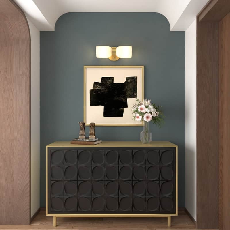 Shuman 2-light Mid-century Modern White Gold Wall Sconce with UL